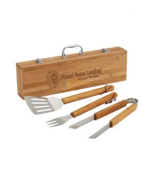 Grill Master 3 Piece Bamboo BBQ Tool Set